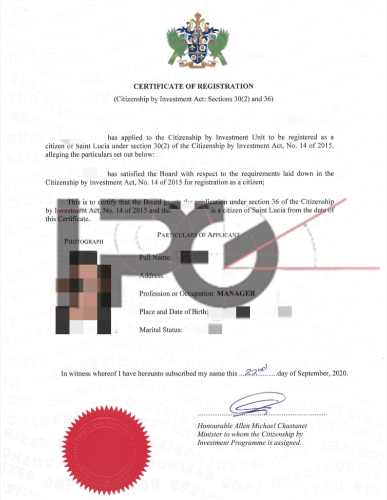Saint Lucia passport client approval